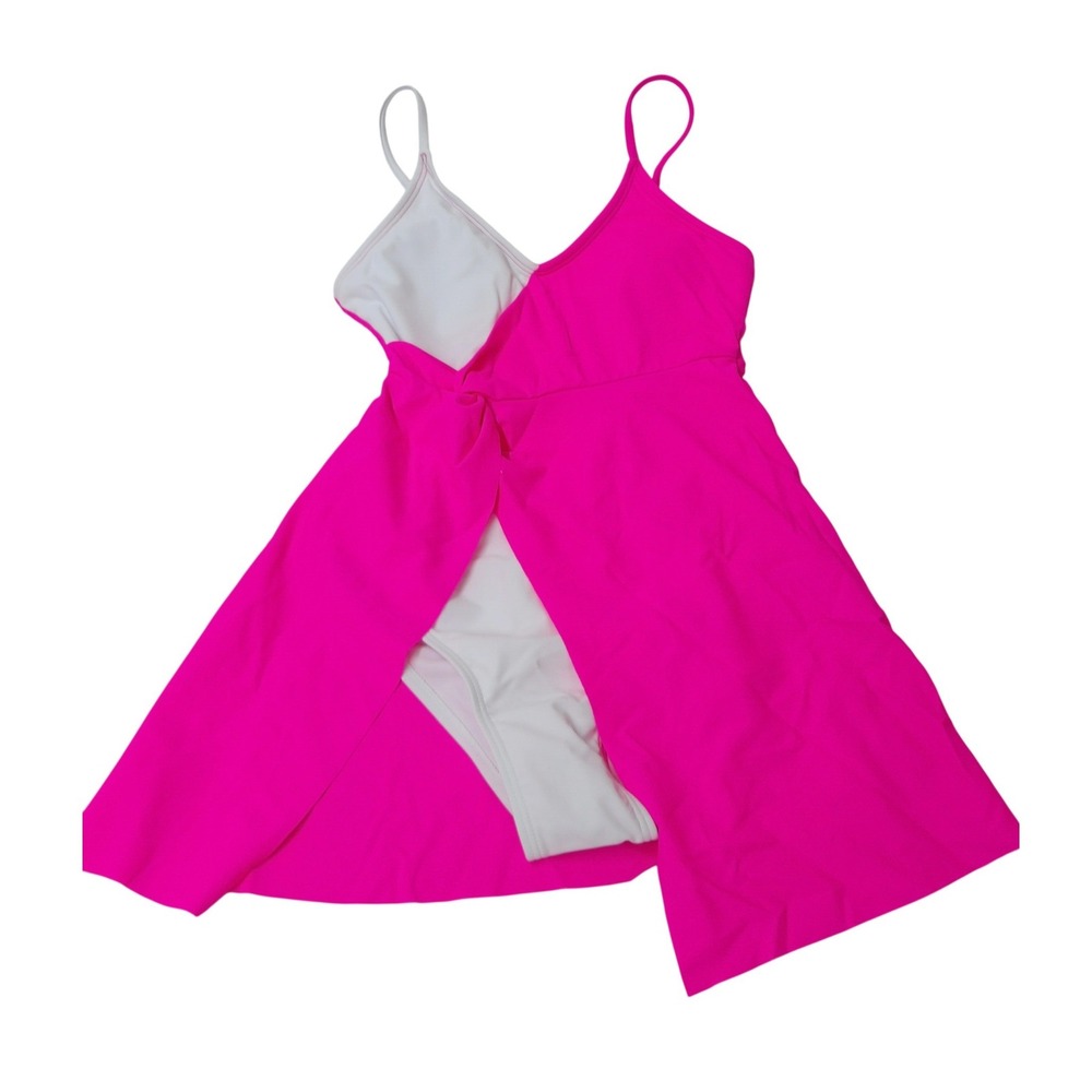 Hot Pink White One Piece Girls Swimsuit Size 7-8Y  /#26534